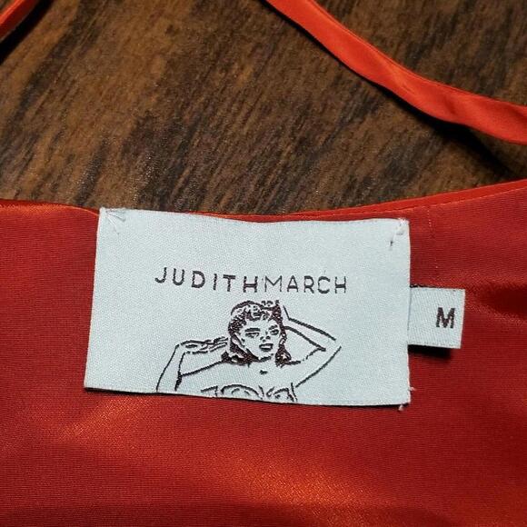 Judith March Top Size Medium Burned Orange Cold Shoulder Embroidered Sleeves - Picture 7 of 9